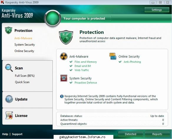 kaspersky anti-virus 2009 8.0.0.506 protects from viruses, trojans, worms, spyware, adware* scans
