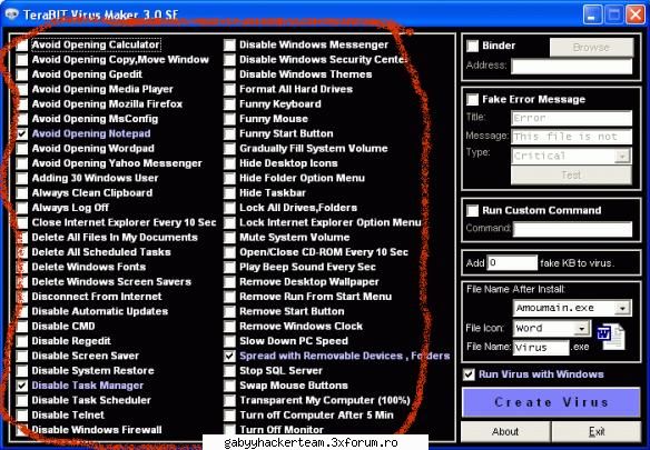 cum faci virus 1  vretzi fak virusu 2  mesaj 3  icoana butonul create virus virusu