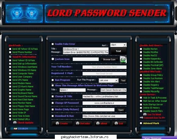 Lors password sender - Link download - faci server si trimit la victima - Hacking T00ls